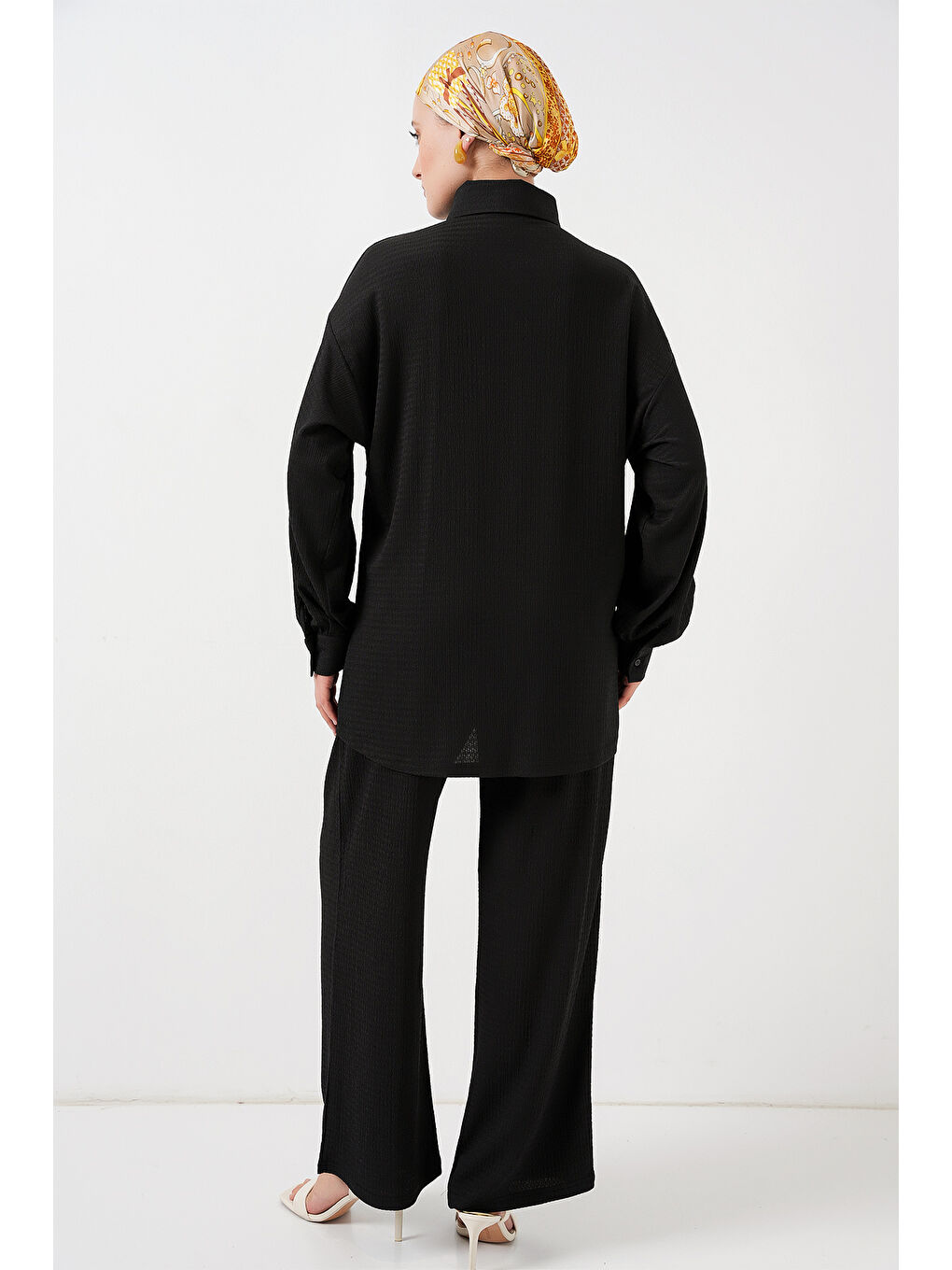 Kadın Örme Tesettür Alt Üst Takım 6711 - Siyah-5