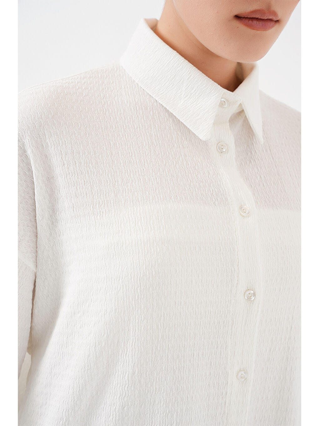 Kadın Örme Tesettür Alt Üst Takım 6711 - Beyaz-4