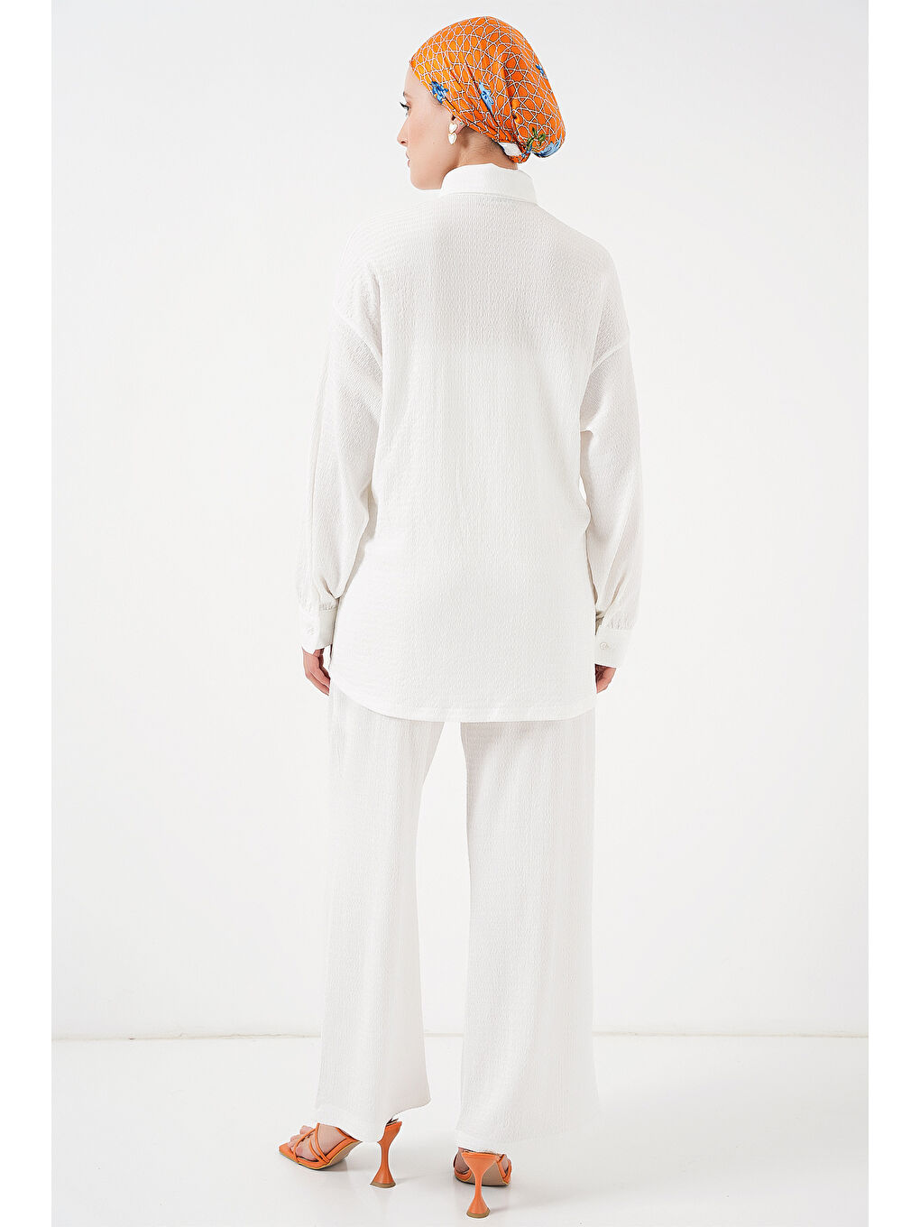 Kadın Örme Tesettür Alt Üst Takım 6711 - Beyaz-5