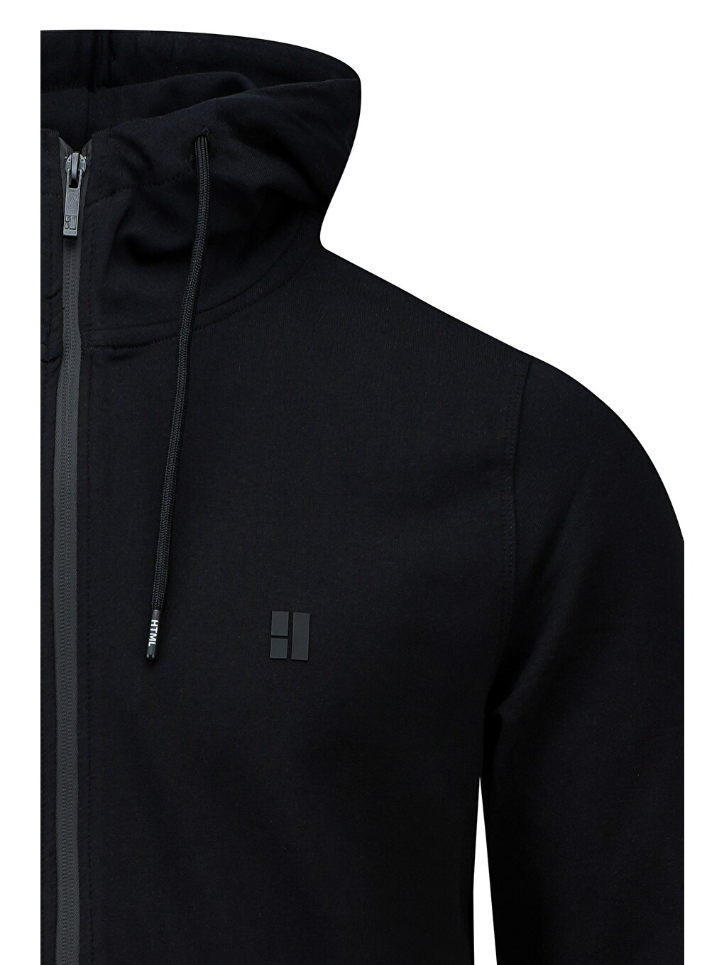 Siyah Regular Fit Pamuklu Kapüşonlu Sweatshirt-1