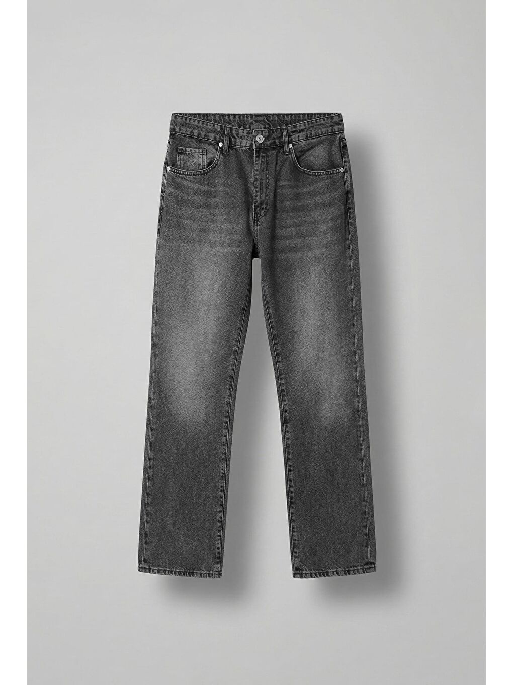 Erkek Yıkamalı Baggy Fit Jean Pantolon Gri