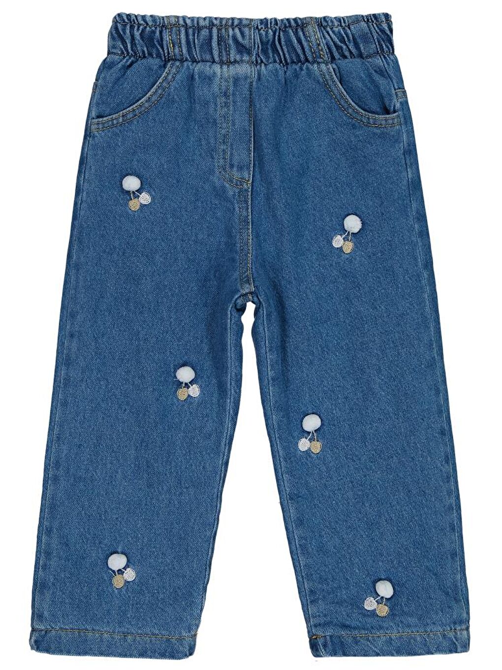 Mavi Girls Kiraz Nakışlı 2-5 Yaş Pantolon