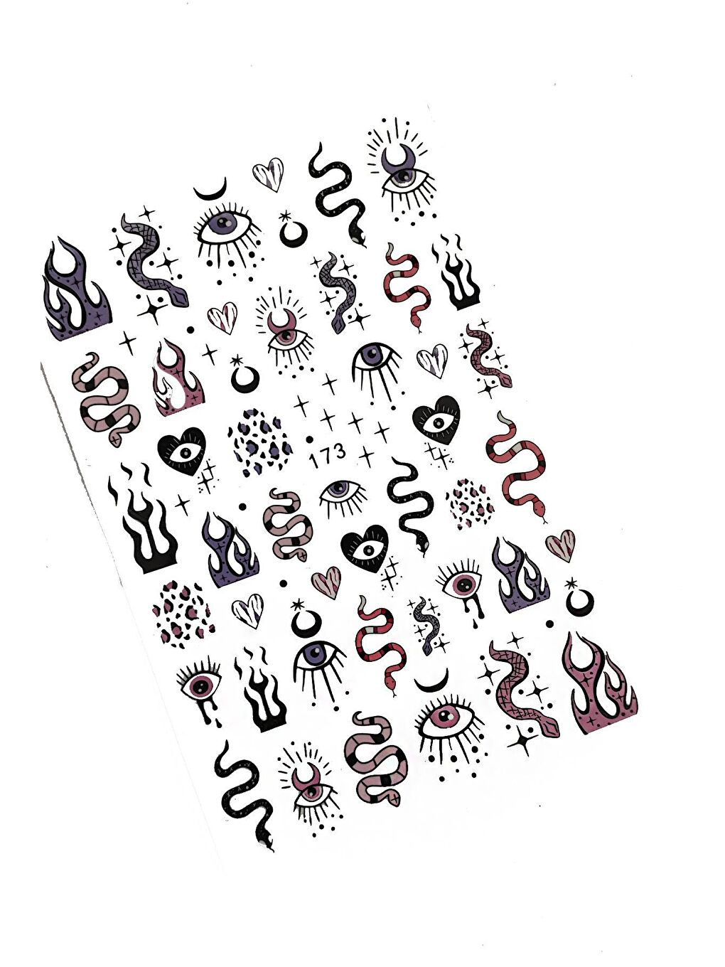 New Obsessions Karışık Yılan ve Göz Desenli Siyah Tırnak Sticker Nail Art Süsü - 4