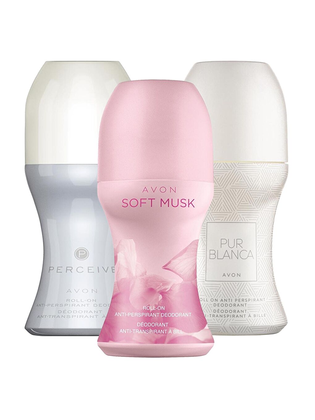 AVON Renksiz Pur Blanca, Perceive ve Soft Musk Üçlü Kadın Rollon Paketi