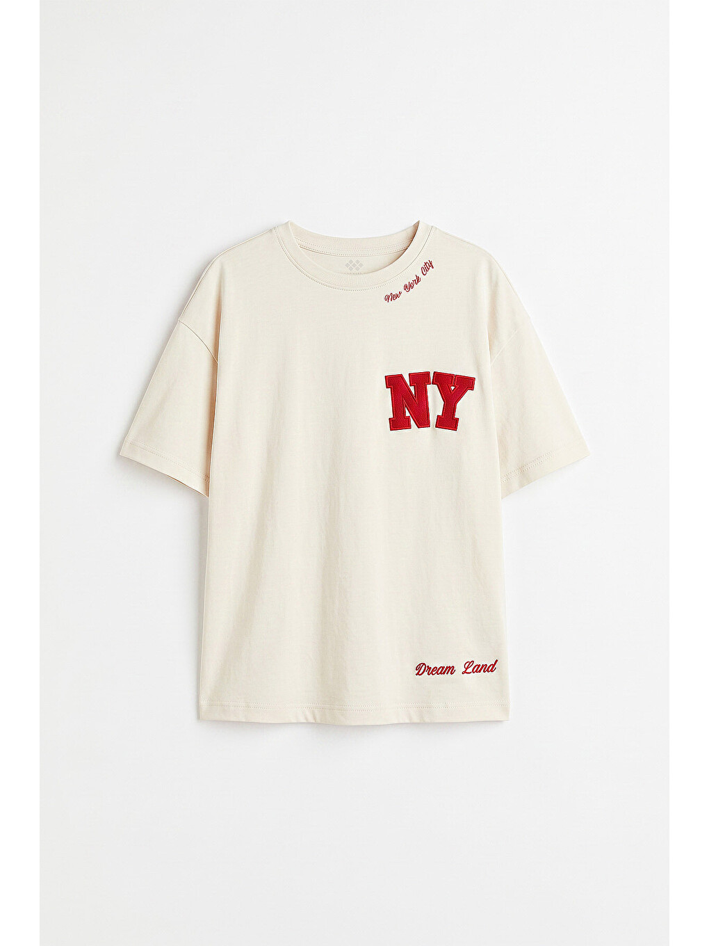 Ekru Oversize Kısa Kollu Baskılı Kız Çocuk T-shirt - 75174