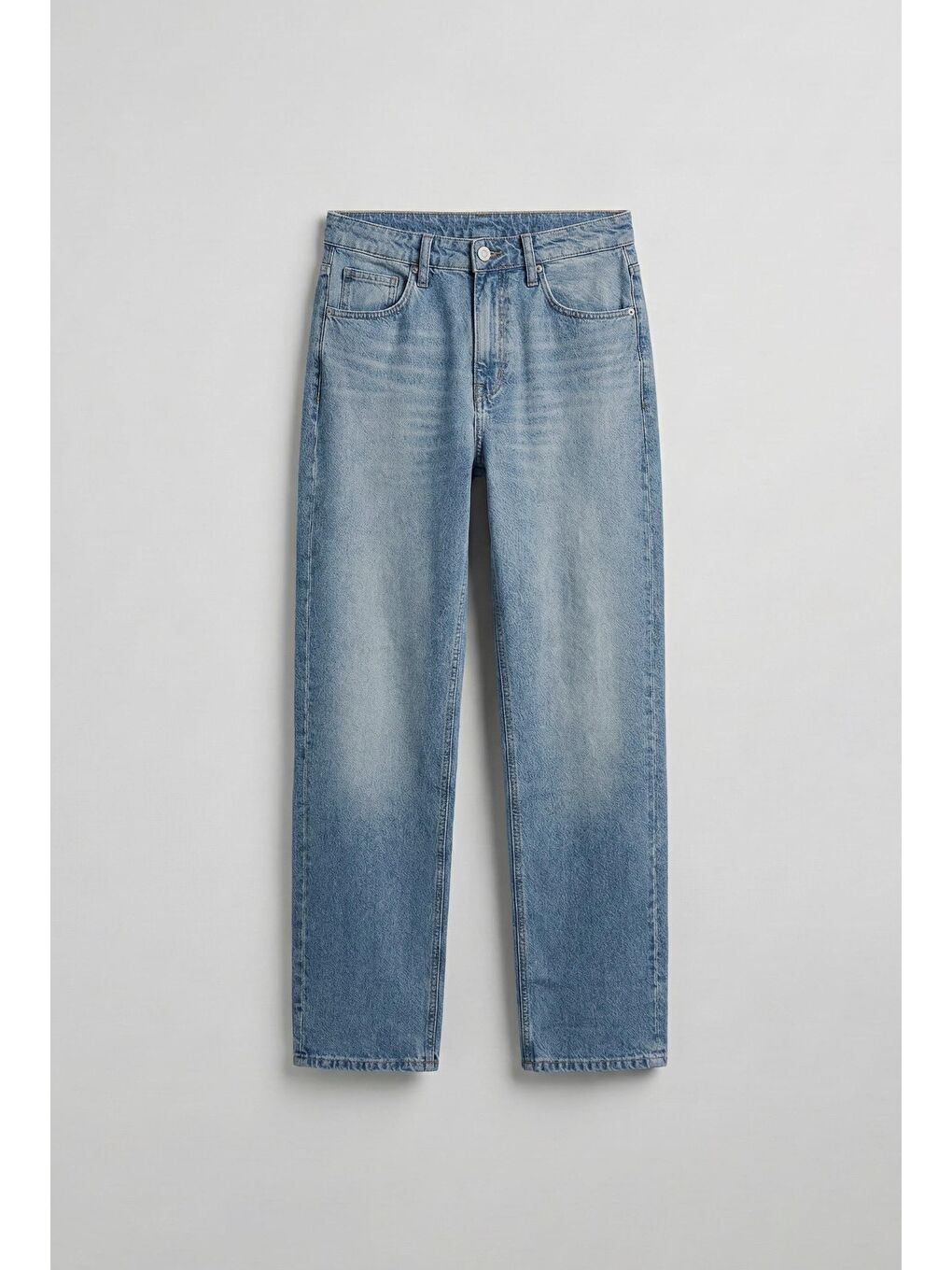 Erkek Yıkamalı Baggy Fit Jean Açık Mavi