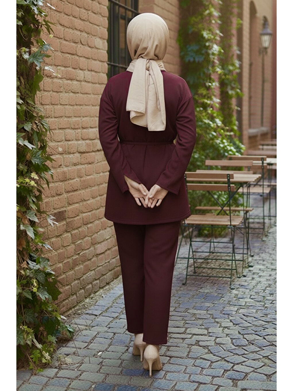 Ceket Pantolon Bluz Modal Üçlü Takım Bordo - 28046-BORDO-2