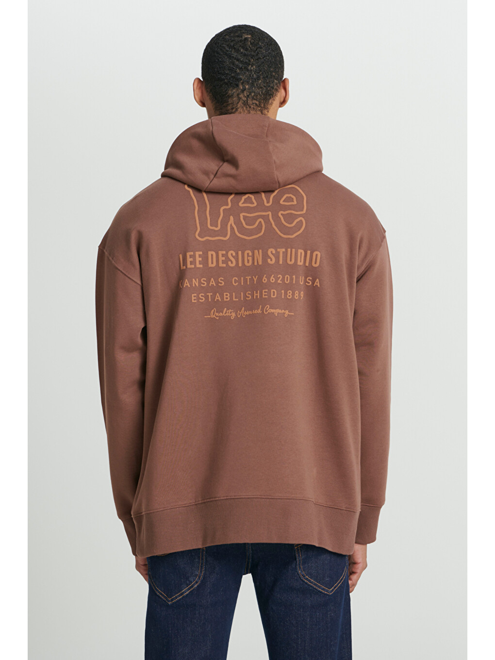 Loose Fit Kapüşonlu Şardonlu Kahverengi Sweatshirt-1