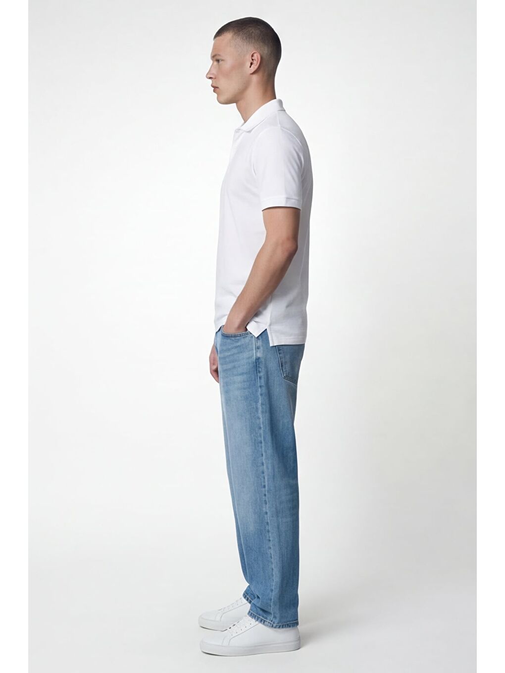 Giotelli Erkek Beyaz Dar Kesim Slim Fit %100 Pamuk Kısa Kollu Düğmeli Polo Yaka Tişört-2
