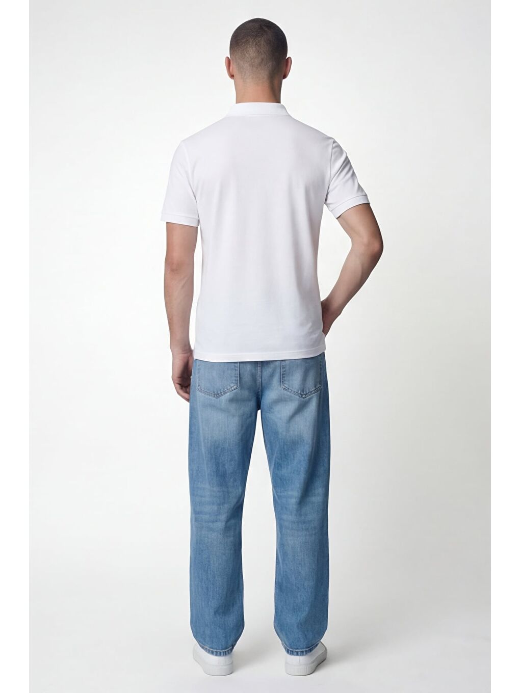 Giotelli Erkek Beyaz Dar Kesim Slim Fit %100 Pamuk Kısa Kollu Düğmeli Polo Yaka Tişört-3