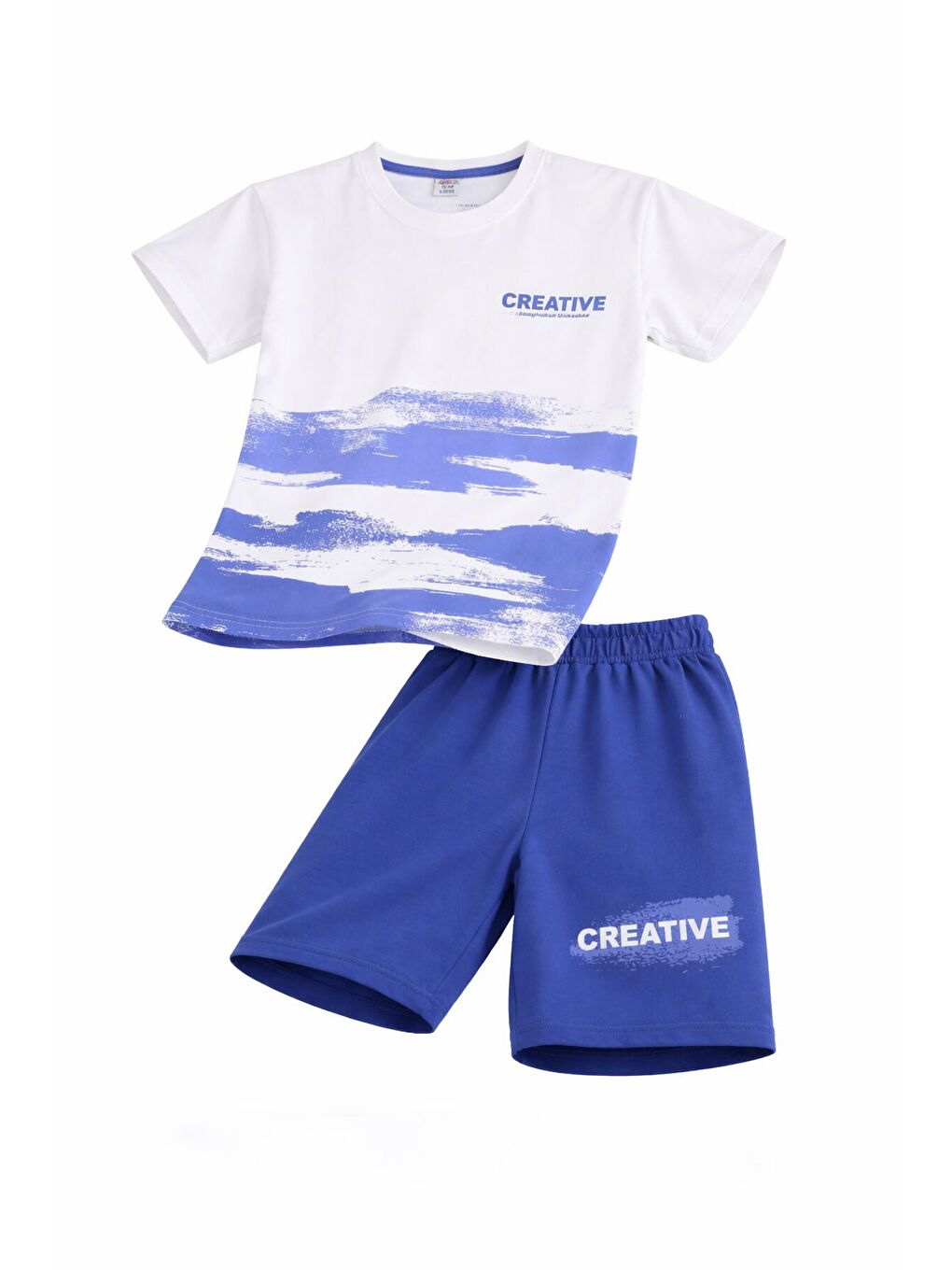 Mavi Creative Yazılı Desenli Tişörtlü Erkek Çocuk Şortlu Takım 23791-1