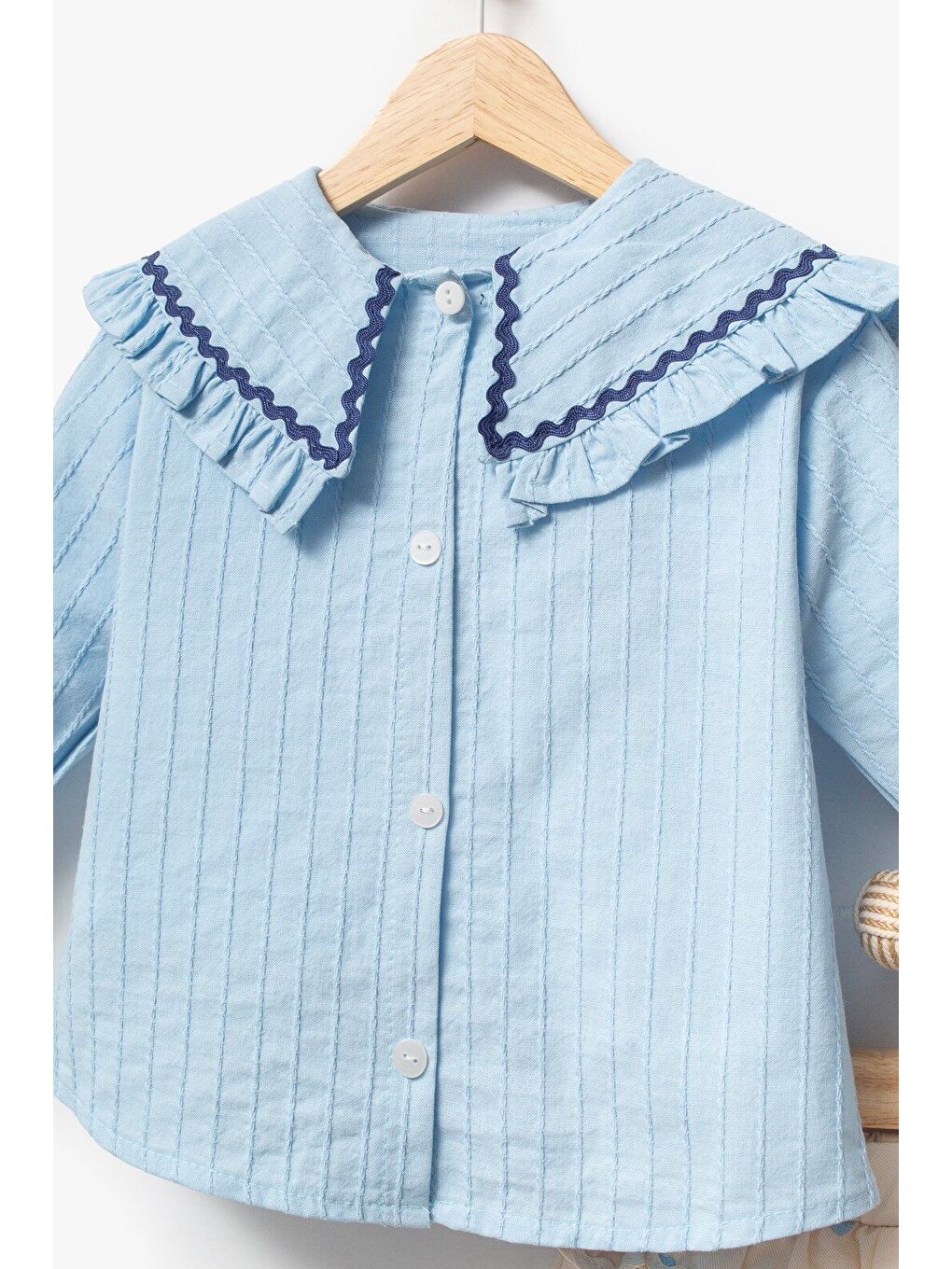 Mavi Su Taşı Yaka Detaylı Kız Bebek Alt Üst Takım 9092-1