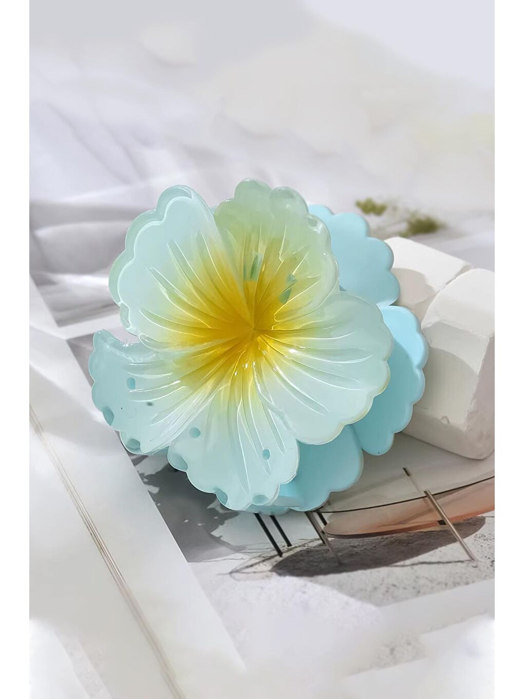 Mavi Tropik Hibiskus Çilek Mandal Toka-1