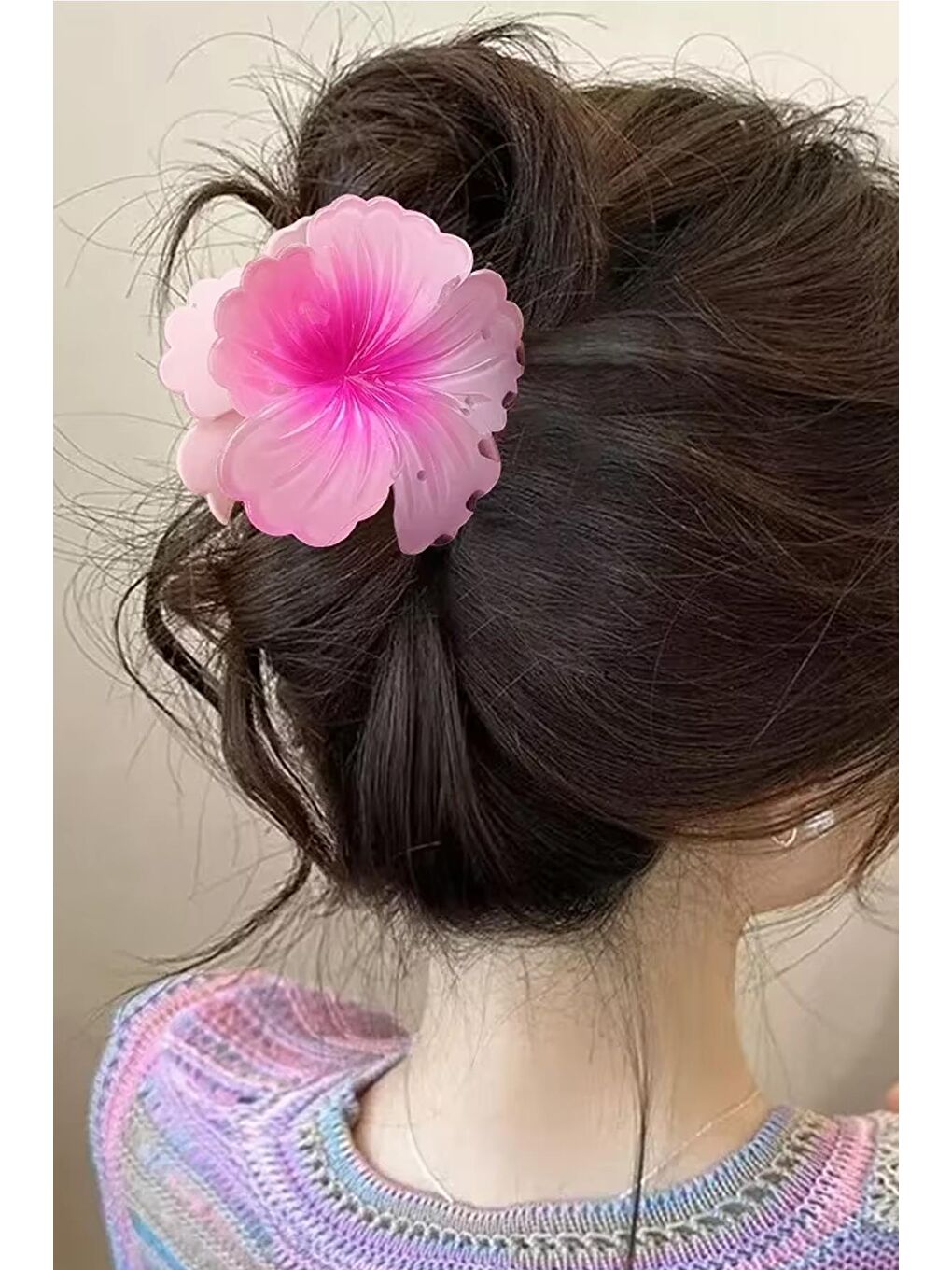 Fuşya Tropik Hibiskus Çilek Mandal Toka-2