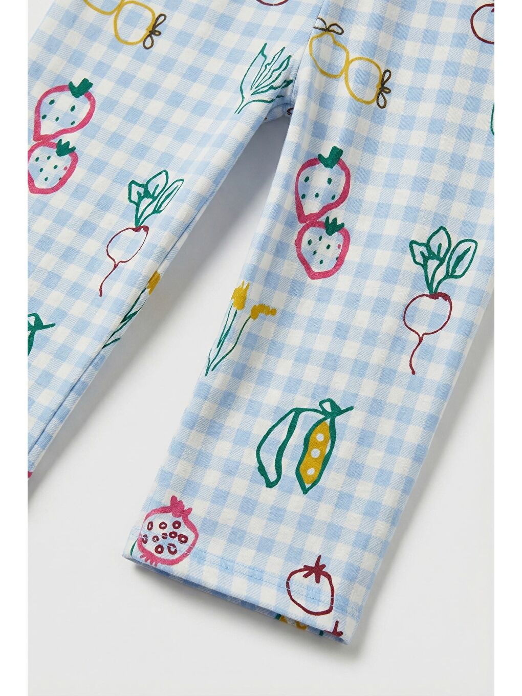 Beyaz Kız Çocuk Pamuklu Ekru Meyve Baskılı Tişört Takım-2