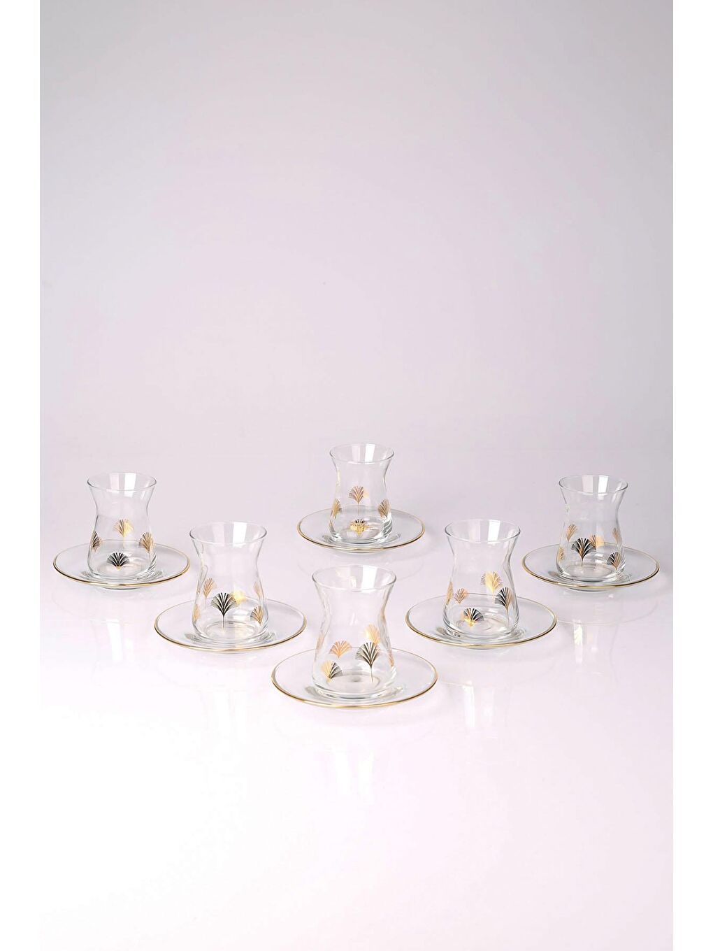 Renksiz Ginkgo Gold 12 Parça Çay Seti 132 cc-1