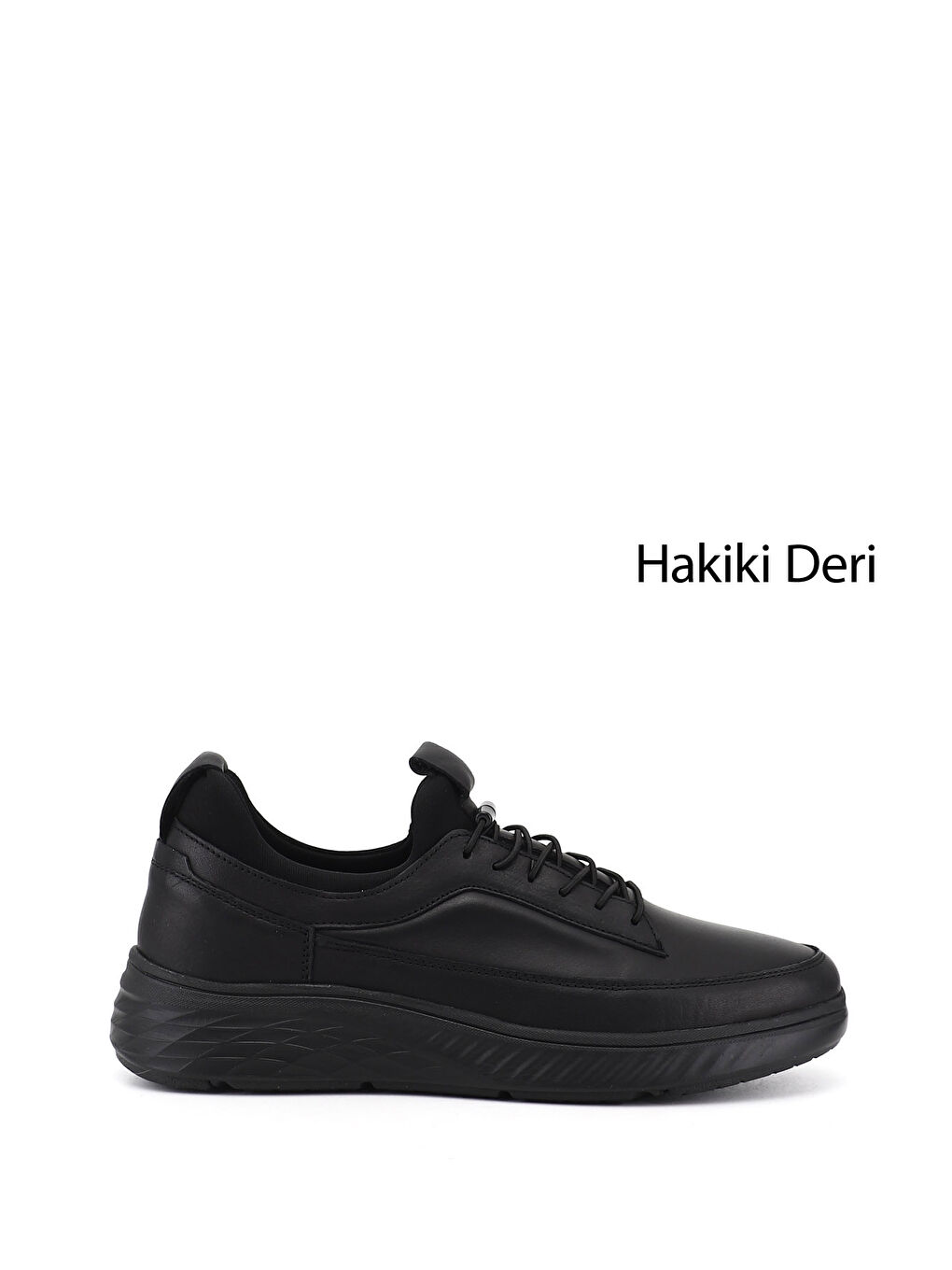 Siyah Erkek SİYAH Bağcıklı Hakiki Deri Sneaker