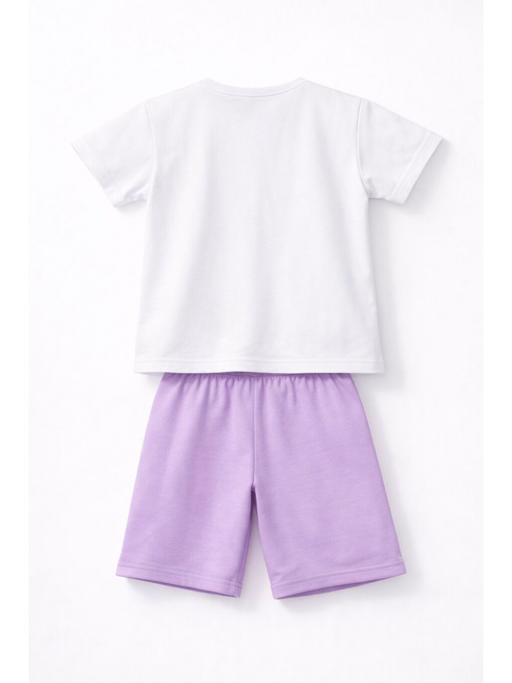 Lila Baskılı Simli Kız Çocuk Tişörtlü Şortlu Takım 23795-3