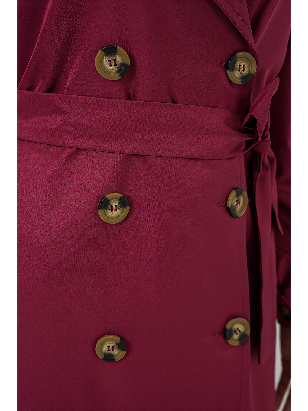 Bigdart 5853 Kruvaze Yaka Trençkot - Bordo - 5