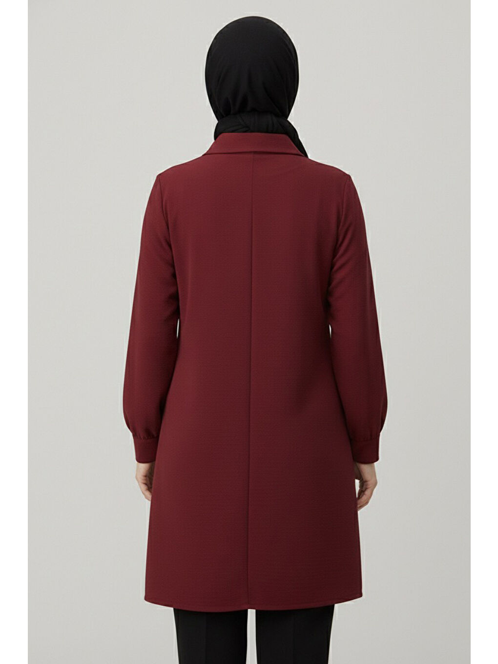 Düğme Detaylı Modal Tunik Bordo - 28041-BORDO-2