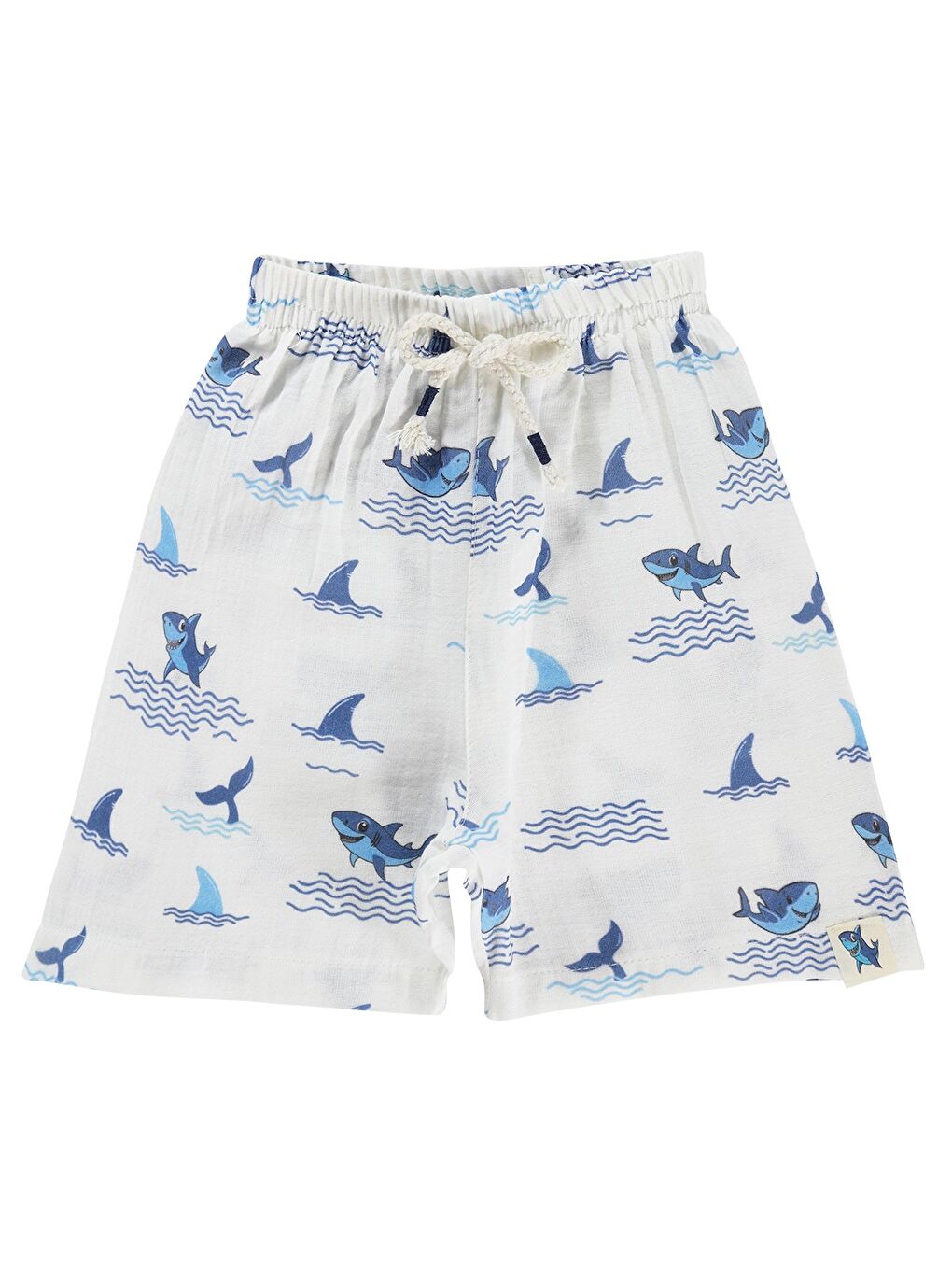 Boys Köpekbalığı Baskılı 2-5 Yaş Şort - Beyaz