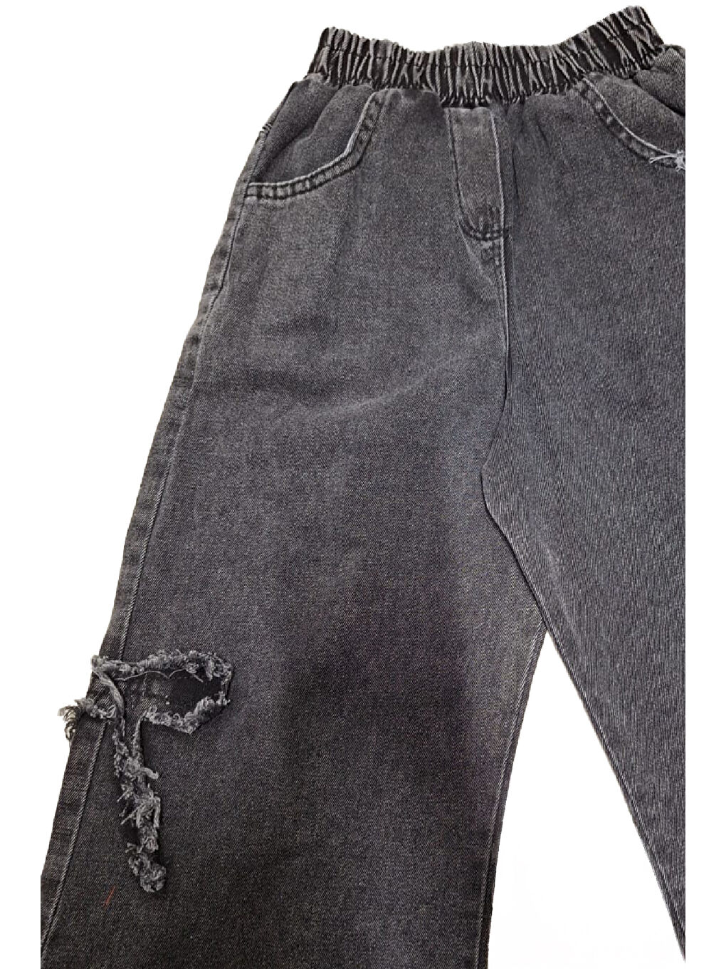 Siyah Kız Çocuk 2'li Jean Takım (Pantolon+Sweatshirt) 5-10 Yaş 12472-2