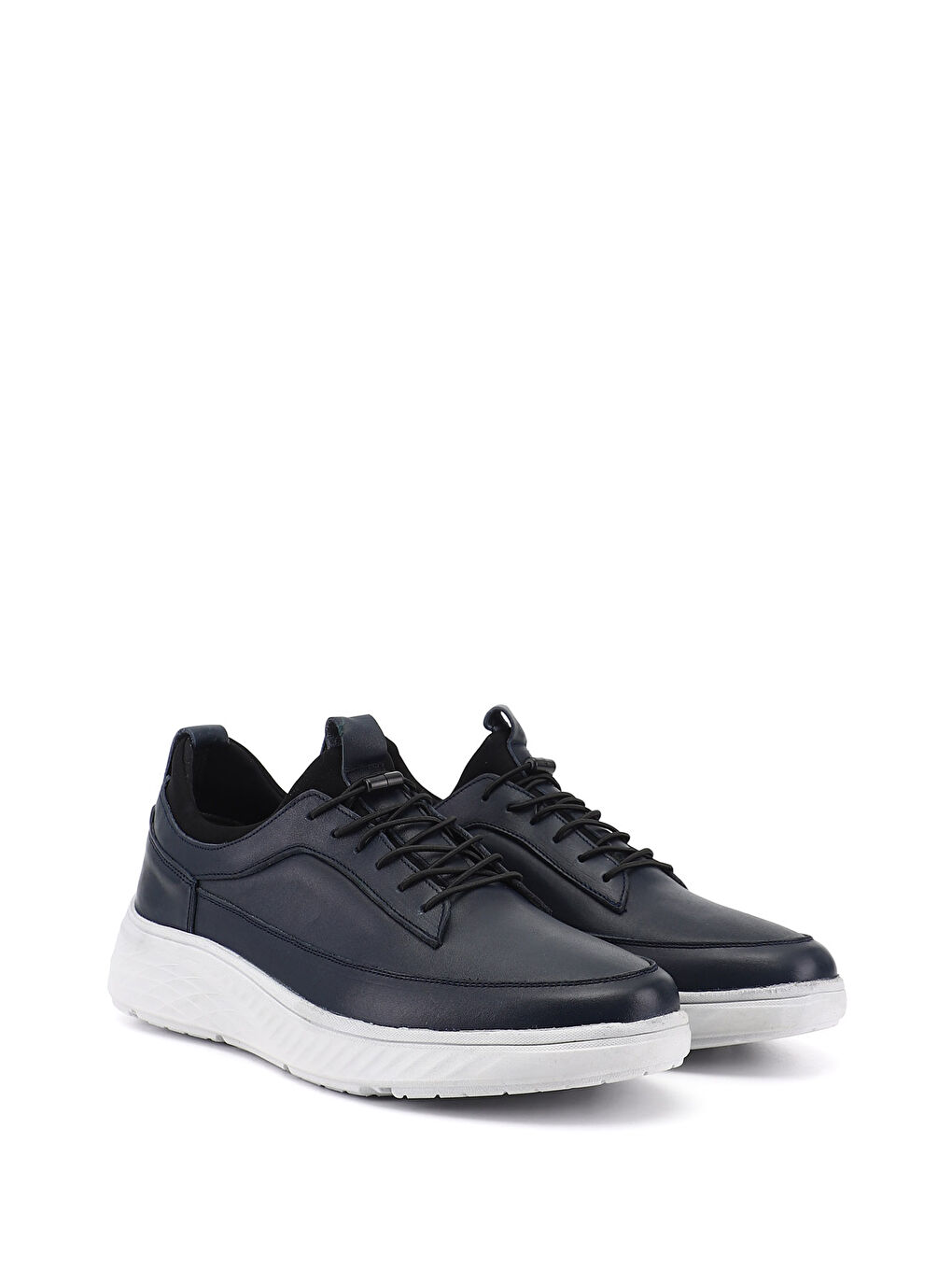 Lacivert Erkek AÇIK LACİVERT Bağcıklı Hakiki Deri Sneaker-1