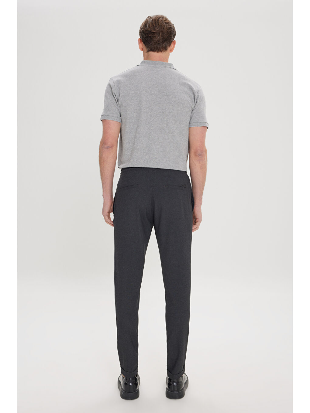 Erkek Antrasit Slim Fit Rahat Kesim Beli Bağlamalı Yan Cepli Jogger Pantolon-5