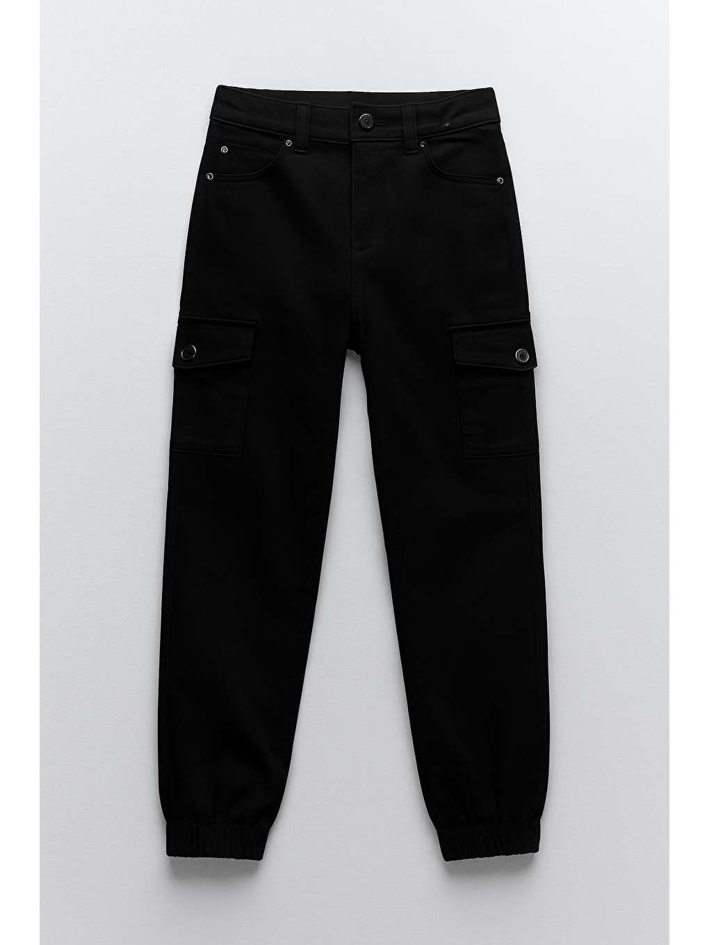 Erkek Çocuk Siyah Kargo Cep Detaylı Jogger Pantolon – Lastikli Paça-1