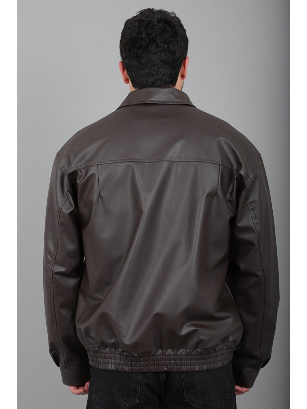 Kahverengi Bel Lastikli Oversize Suni Deri Mont Bl 1731_50379-6
