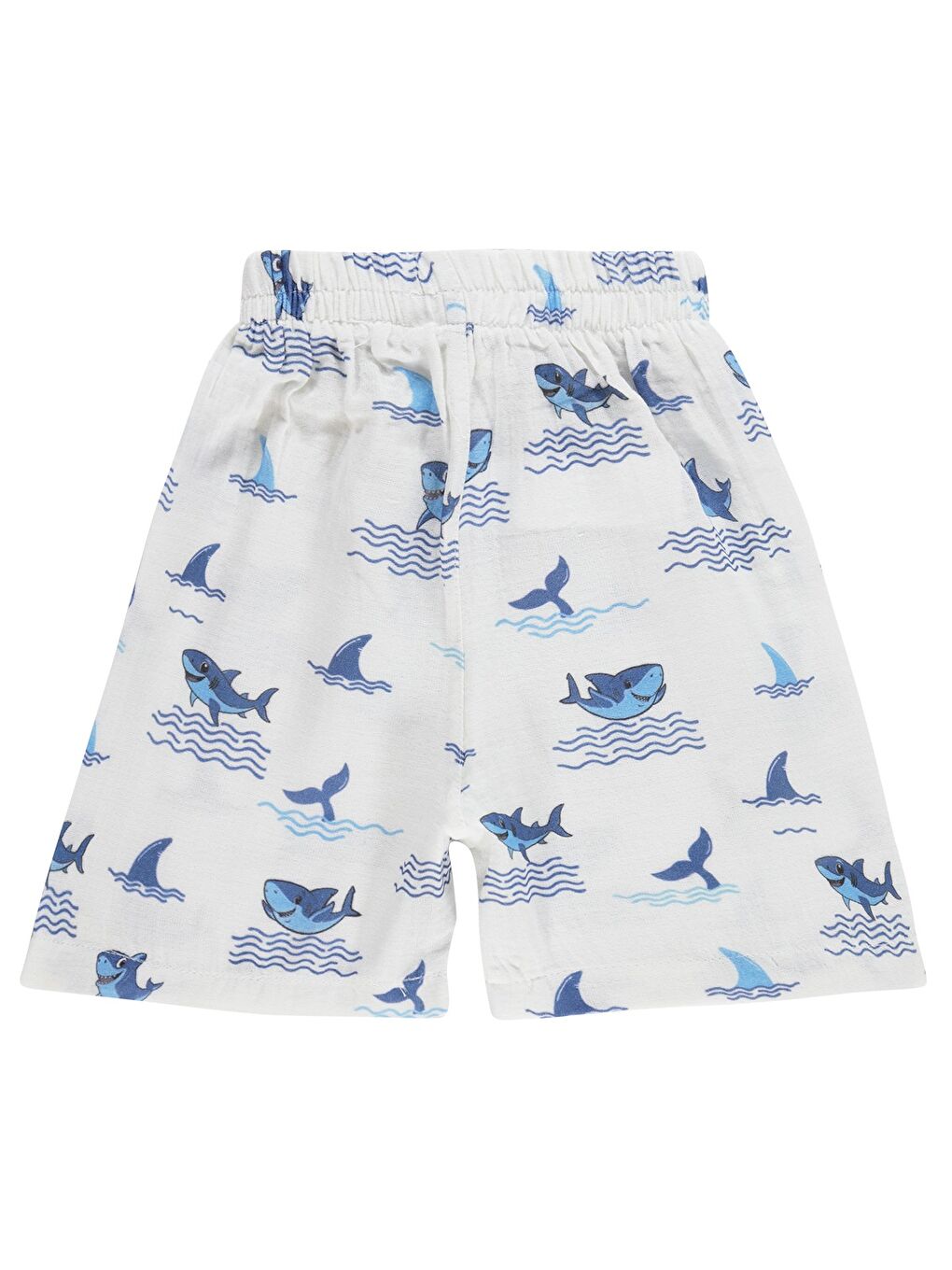 Boys Köpekbalığı Baskılı 2-5 Yaş Şort - Beyaz-1