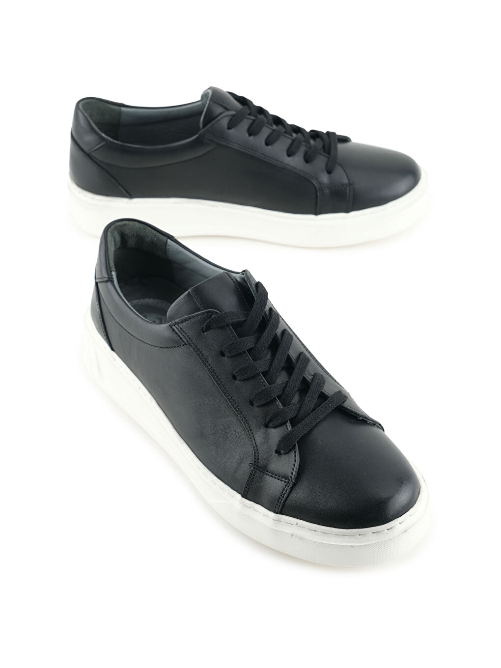 Siyah Erkek İç Dış Hakiki Deri Ortopedik Rahat Taban Bağcıklı Ayarlanabilir Günlük Spor Ayakkabı