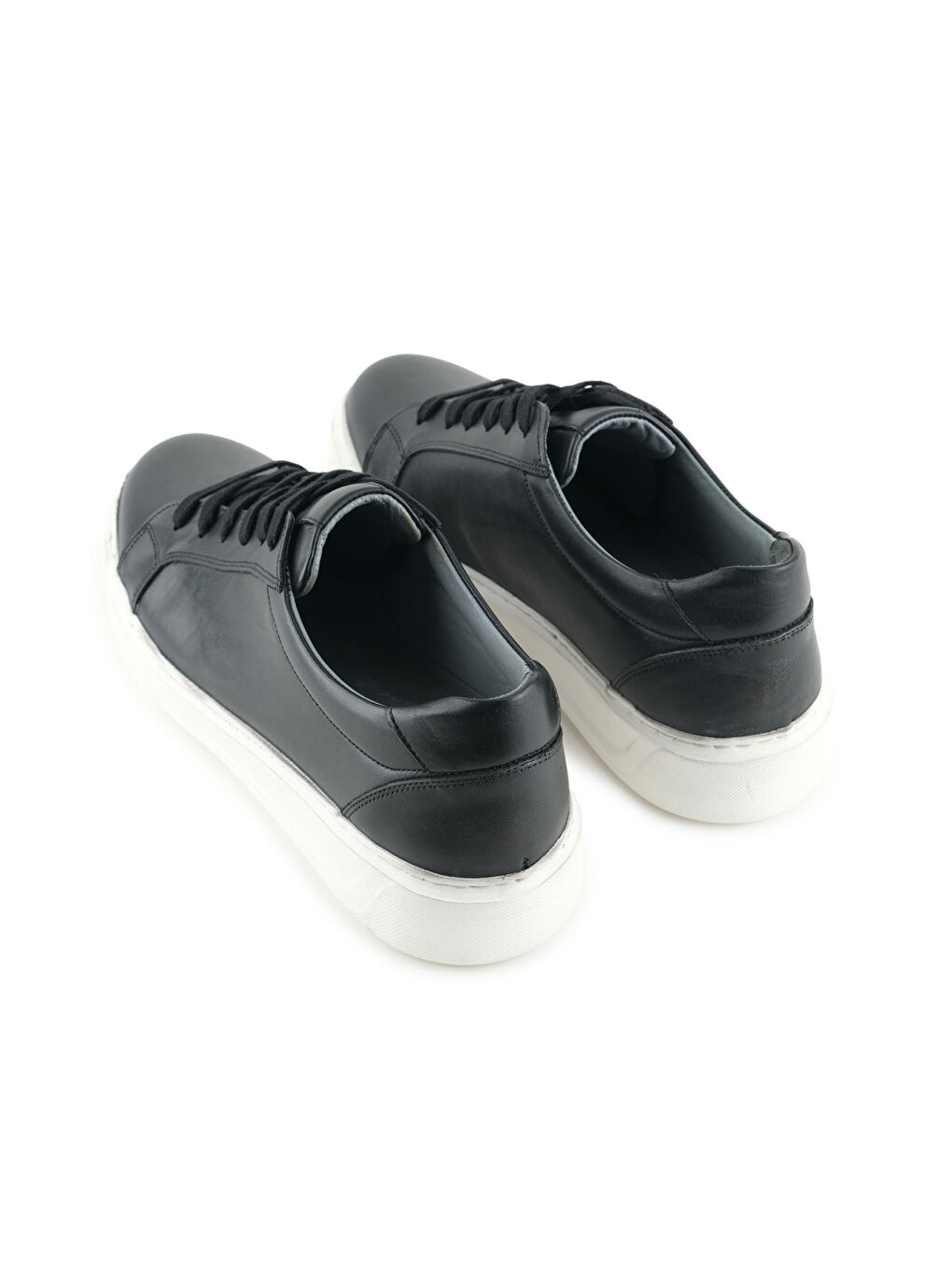 Siyah Erkek İç Dış Hakiki Deri Ortopedik Rahat Taban Bağcıklı Ayarlanabilir Günlük Spor Ayakkabı-3