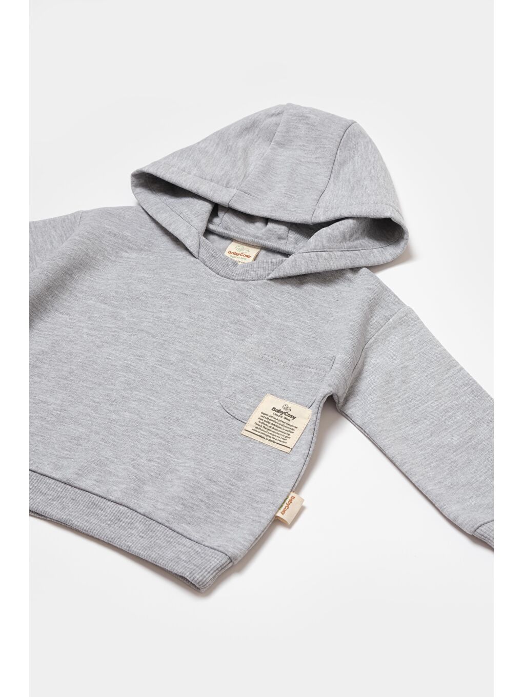 Unisex Bebek Pamuklu Gri Kapüşonlu Eşofman Takımı-2