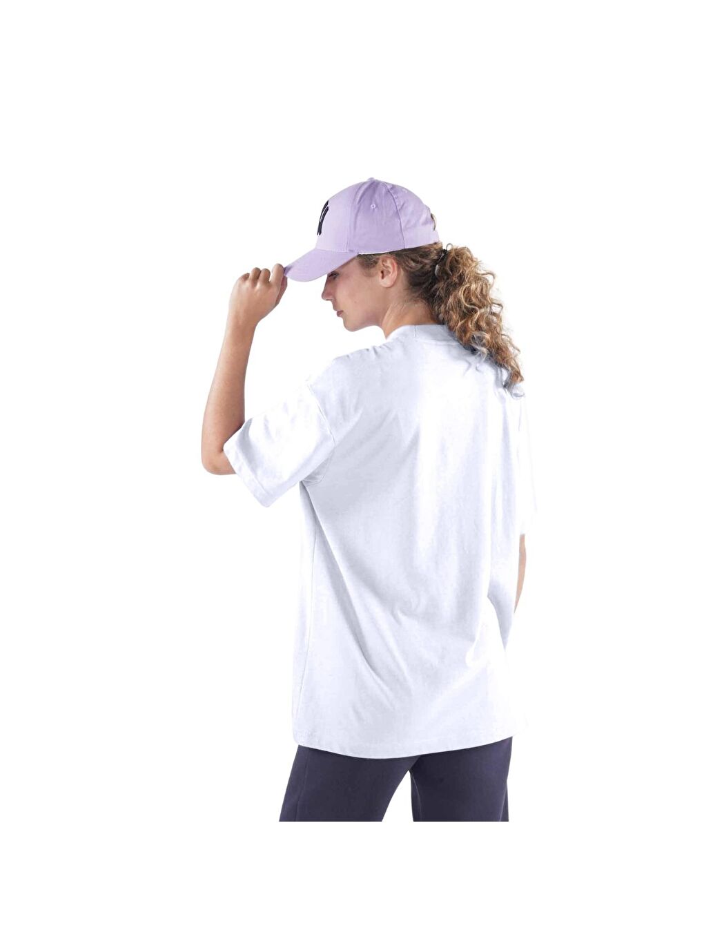 Agar Kadın Beyaz %100 Koton Bisiklet Yaka Oversize Tişört-1