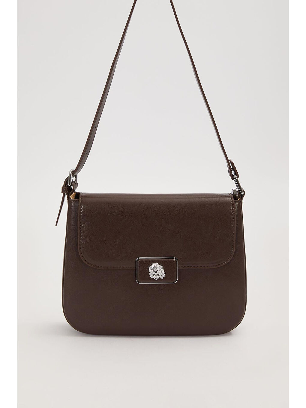 Charm Detay Çift Askılı İki Şekilde Kullanılabilir Yumuşak Deri Çanta 930613 Acı Kahverengi