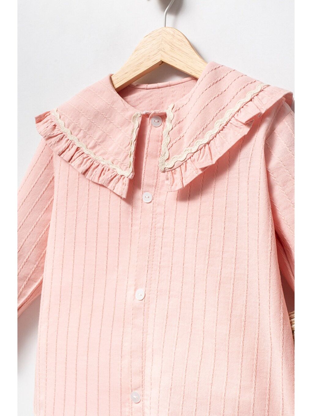 Pembe Su Taşı Yaka Detaylı Kız Bebek Alt Üst Takım 9092-1