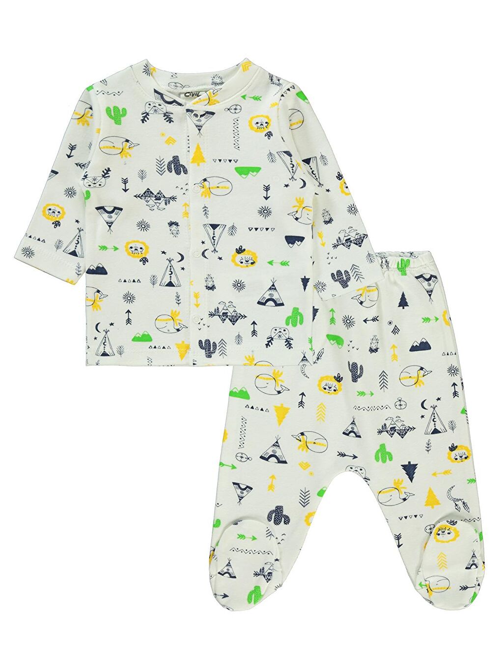 Civil Yeşil Baby Erkek Bebek Pijama Takımı 1-6 Ay Yeşil