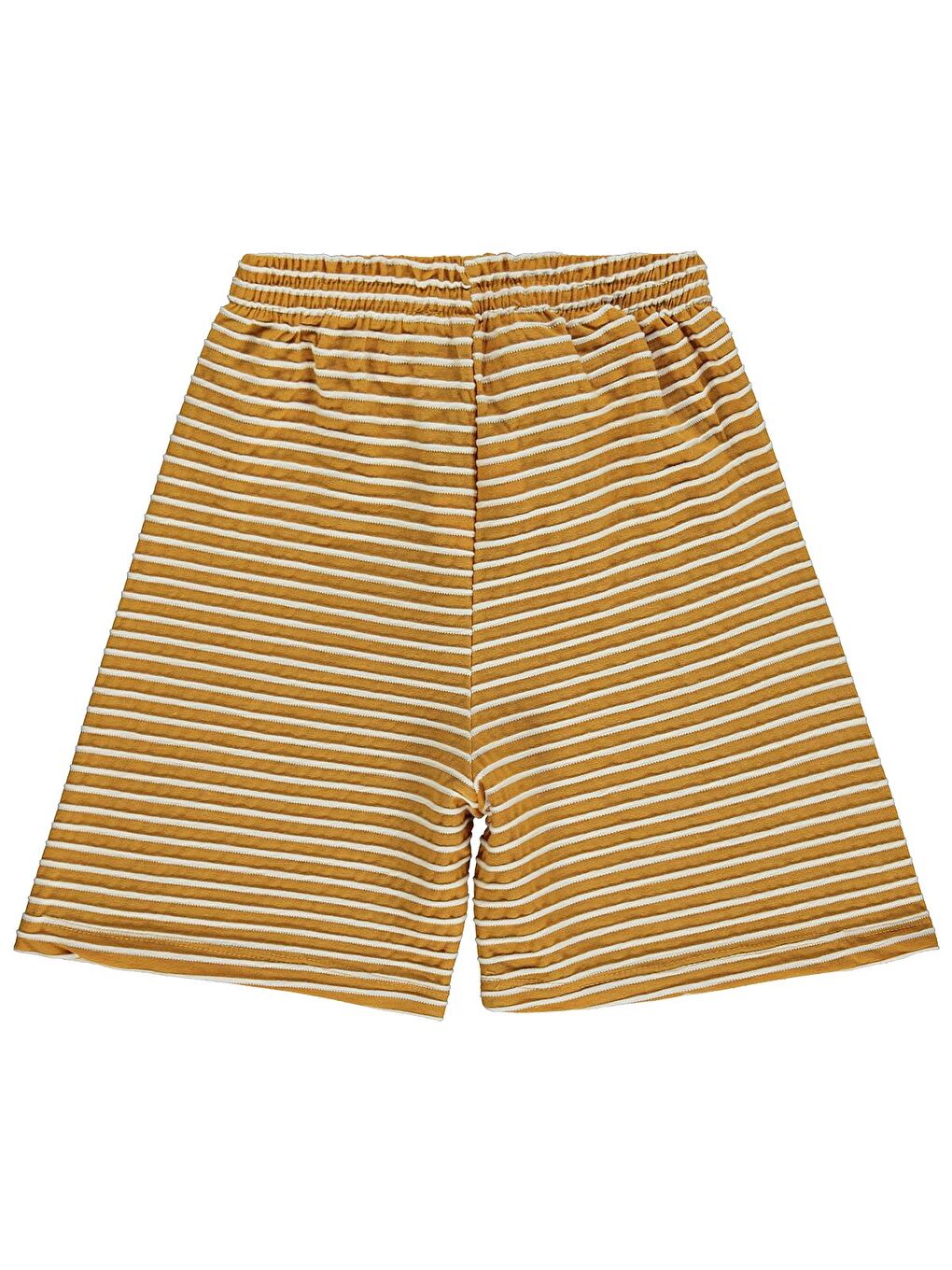 Sarı Boys Kabartma Çizgili 6-9 Yaş Şort - Hardal-1