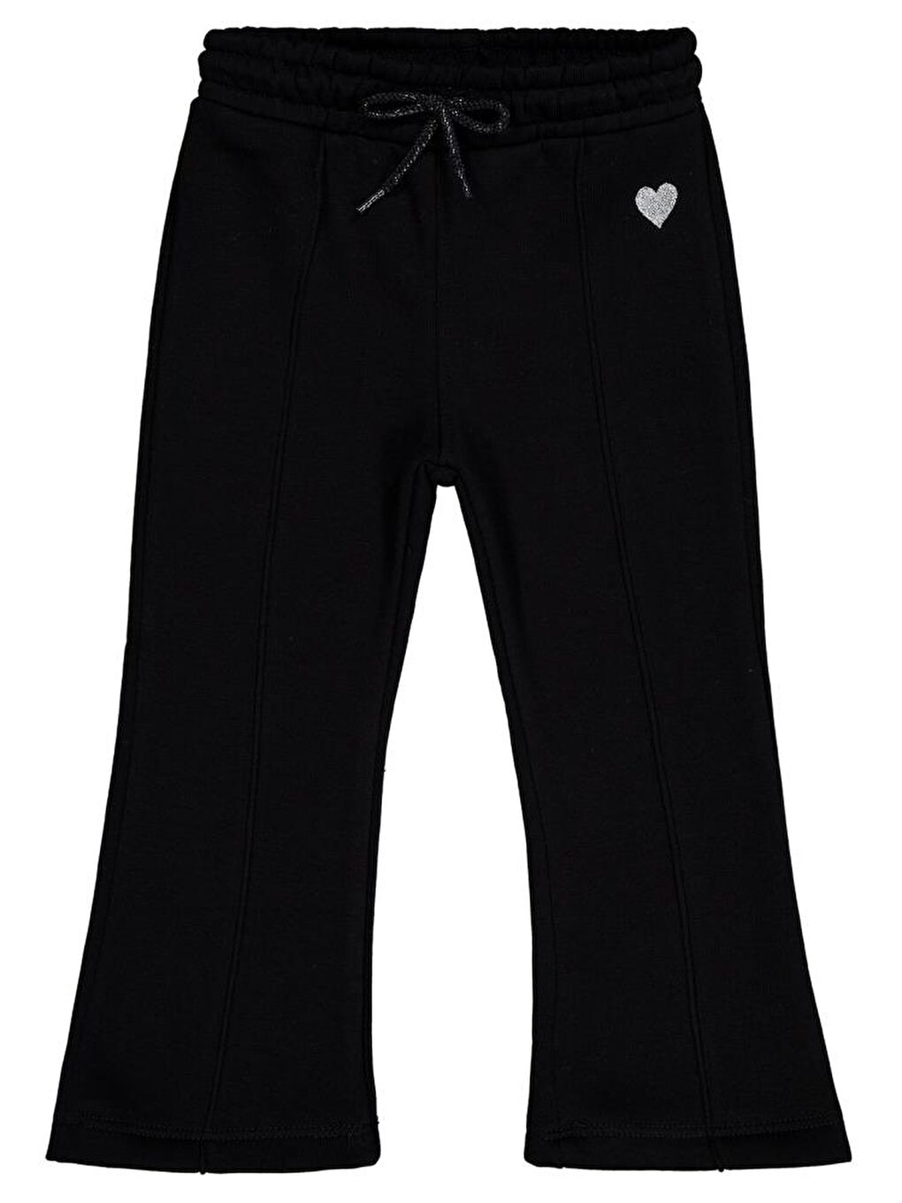 Siyah Girls Kalp Nakışlı 2-5 Yaş Eşofman Altı-1