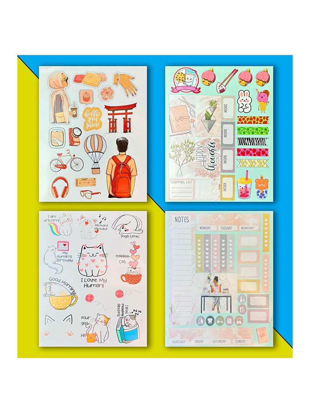 BAM HEDİYELİK EŞYA Turuncu-Krem My Dıy Sticker Book 24 * 17 Cm 16 Sayfa Özel Tasarım Rengarenk Sticker Kitabı - 1