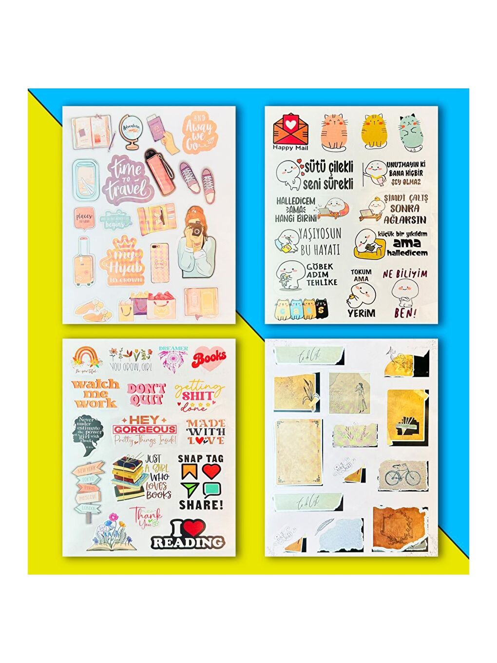 BAM HEDİYELİK EŞYA Turuncu-Krem My Dıy Sticker Book 24 * 17 Cm 16 Sayfa Özel Tasarım Rengarenk Sticker Kitabı - 3