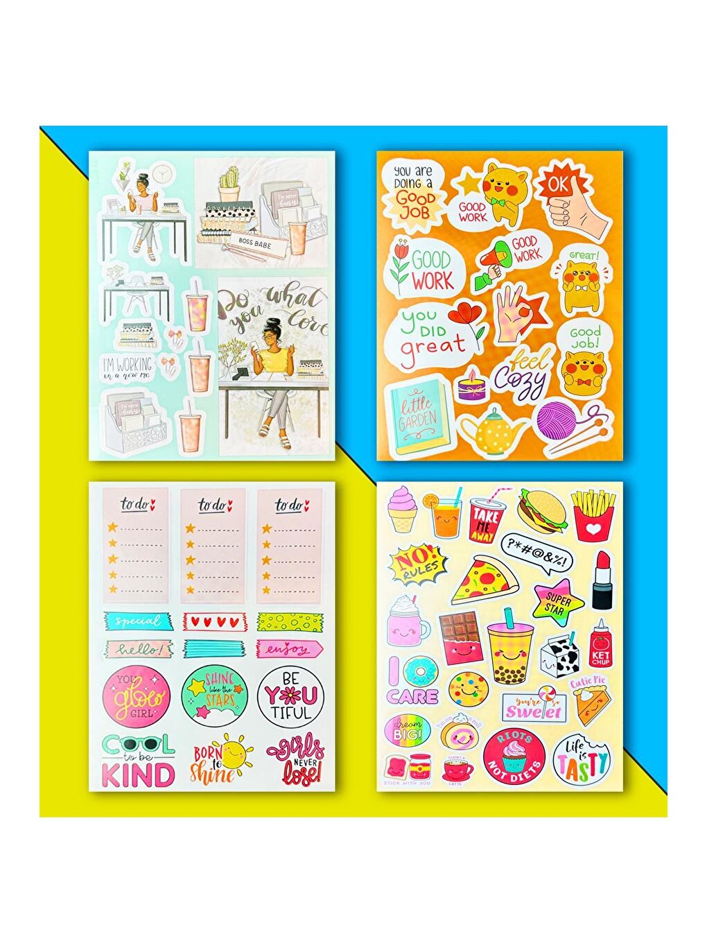 BAM HEDİYELİK EŞYA Turuncu-Krem My Dıy Sticker Book 24 * 17 Cm 16 Sayfa Özel Tasarım Rengarenk Sticker Kitabı - 4