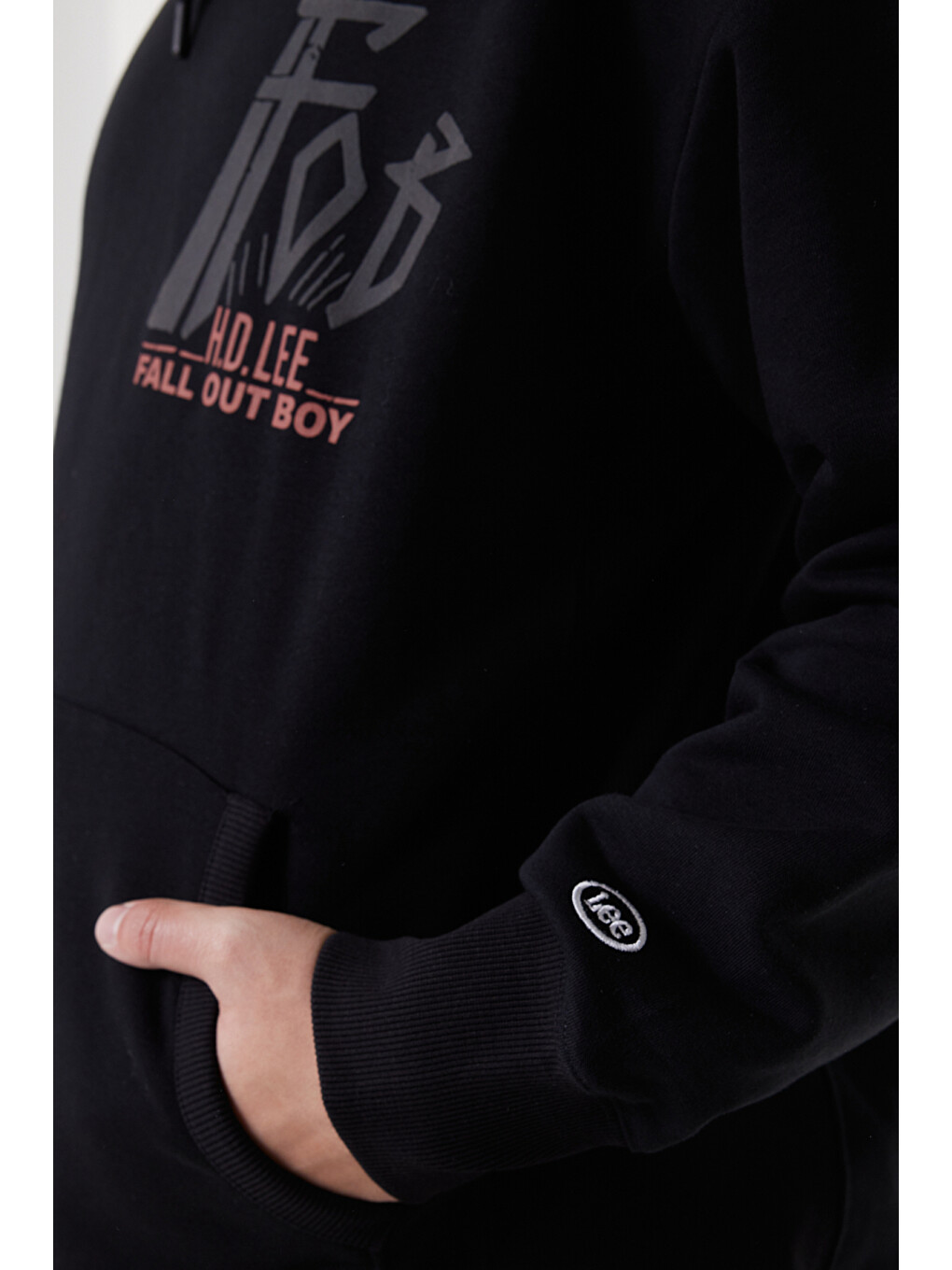 Loose Fit Kapüşonlu Şardonlu Siyah Sweatshirt-3