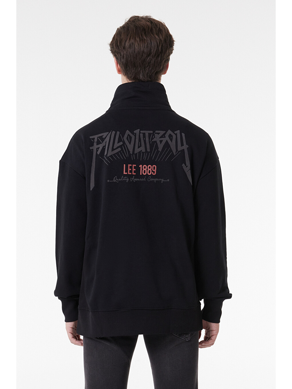Loose Fit Kapüşonlu Şardonlu Siyah Sweatshirt-4