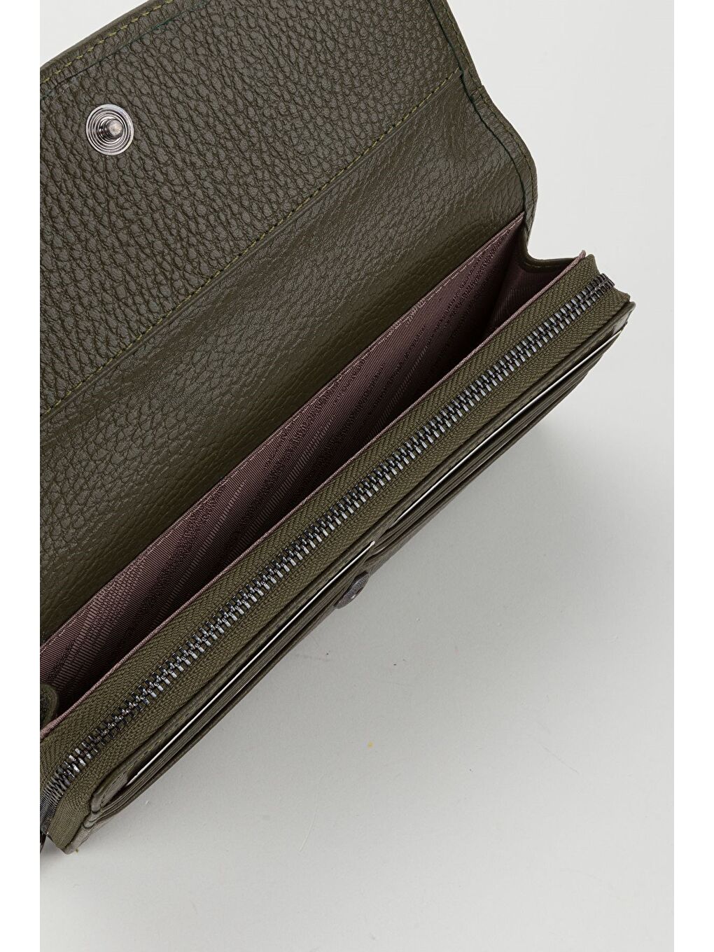 Yeşil Kutulu Hakiki Deri Mürdüm Büyük Boy Kadın El Portföyü Kartlık Cüzdan-3