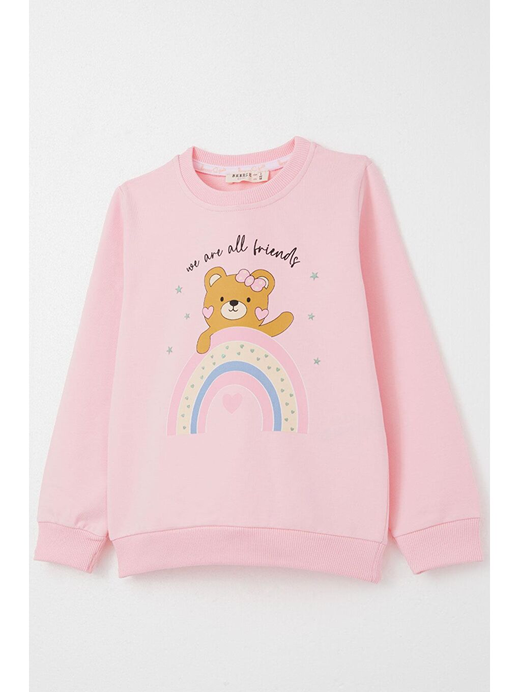 Kız Çocuk Eşofman Takım Arkadaşlık Temalı Sevimli Ayıcık Baskılı Pembe (1-3 Yaş)-5