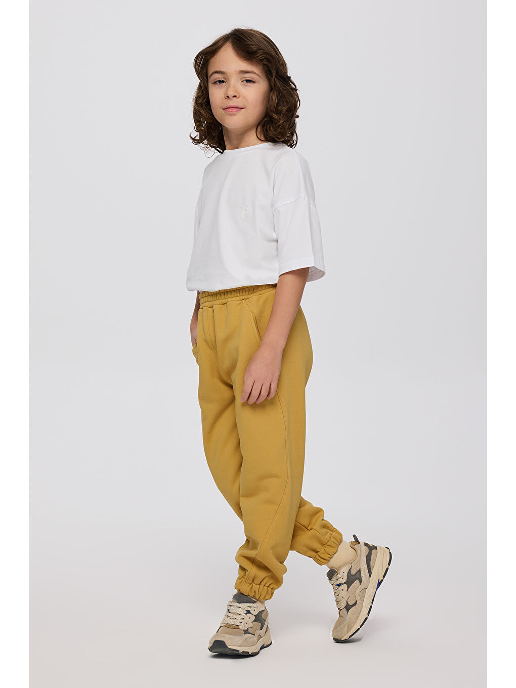 Sarı Erkek Çocuk Beli Lastikli Hardal Eşofman Altı-1