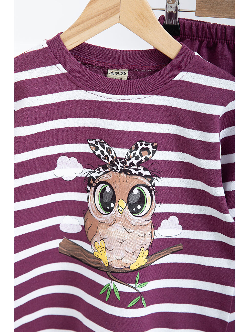 Kız Çocuk Mor Çizgili Baskılı Takım - 26789-1