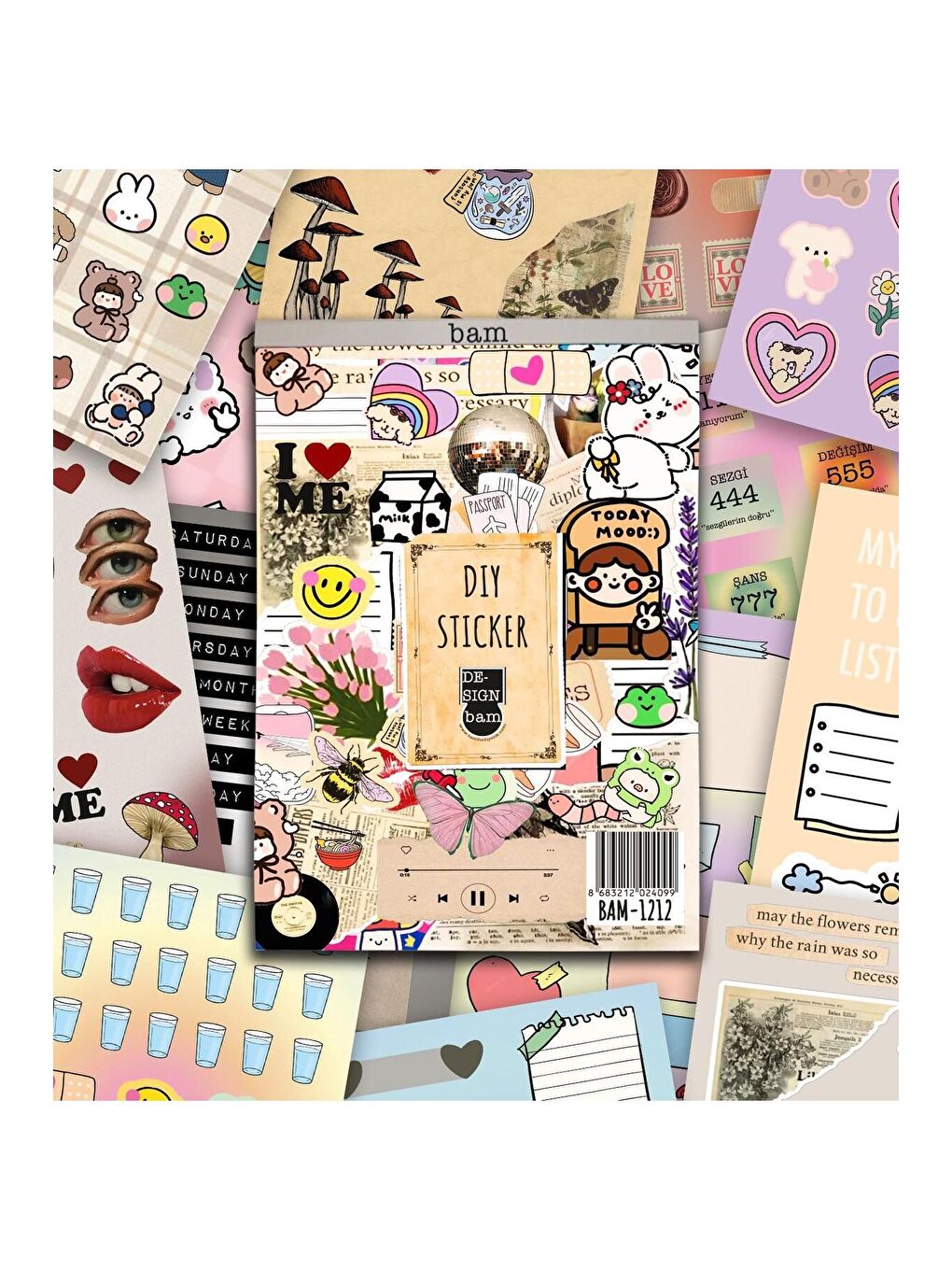 BAM HEDİYELİK EŞYA Koyu Kahverengi Vintage My DIY Sticker Book  24 * 17 cm 16 Sayfa Özel Tasarım Rengarenk Sticker Kitabı